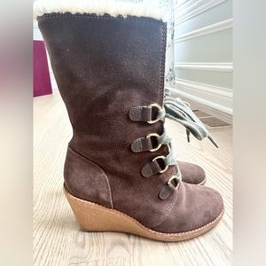 Cole Haan Shearling Michelle Mid Calf Wedge Boot